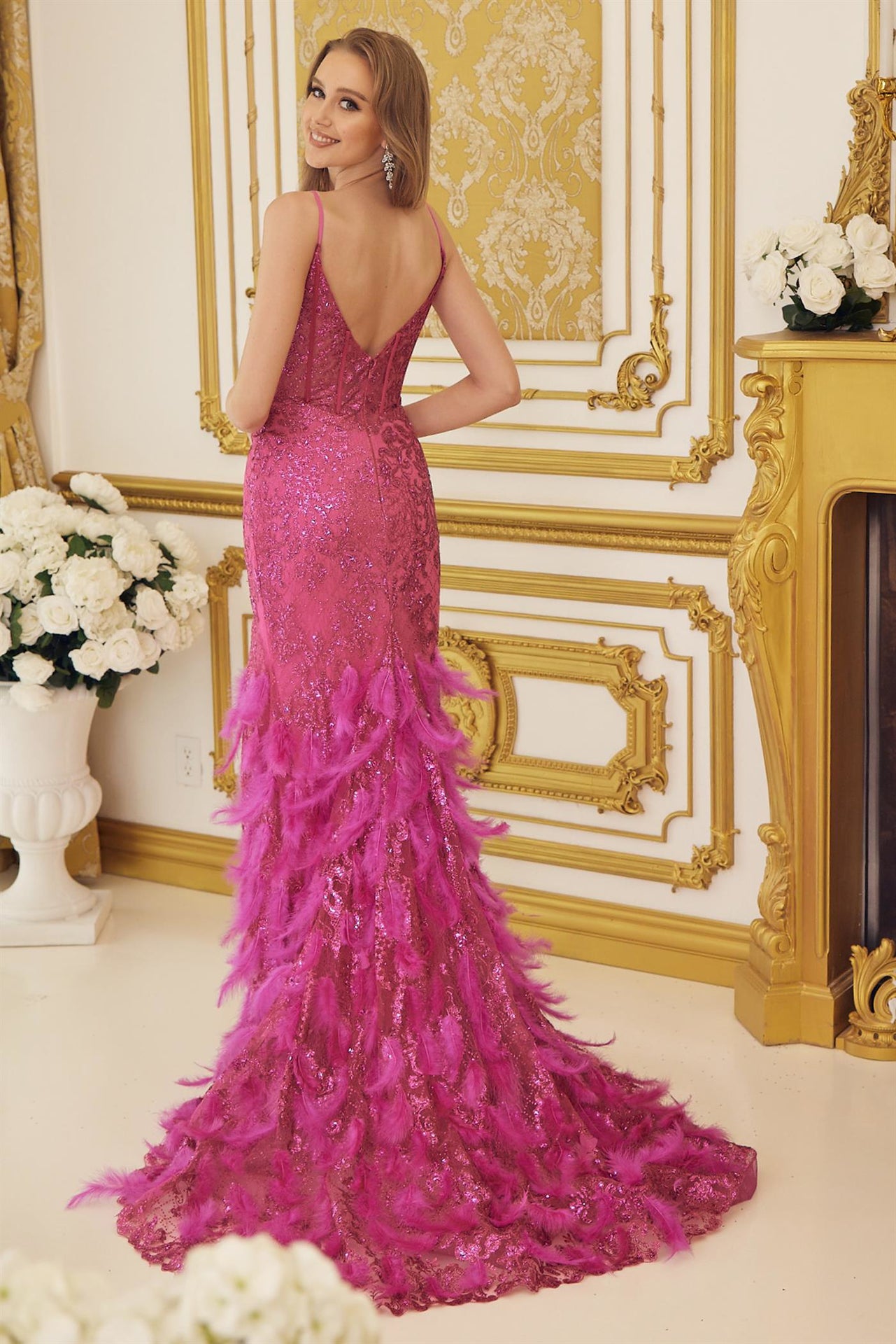 Feather skirt dress-smcdress