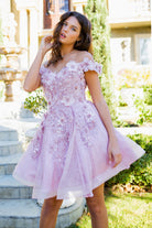 Beautiful 3D flower glitter off shoulder party dress-smcdress