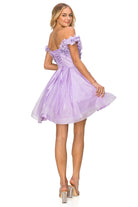 Beautiful 3D flower glitter off shoulder party dress-smcdress