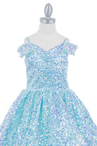 Off shoulder sequin party dress with tapered bottom skirt-smcdress