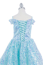 Off shoulder sequin party dress with tapered bottom skirt-smcdress