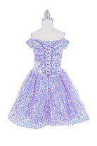 Off shoulder sequin party dress with tapered bottom skirt-smcdress