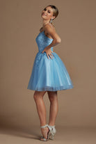 Embroidered Babydoll Corset Short Dress for Homecoming & Cocktail-smcdress
