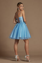 Embroidered Babydoll Corset Short Dress for Homecoming & Cocktail-smcdress