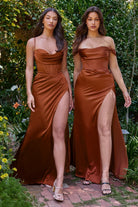 Cowl Neck Satin Gown with Corset: Luxe Prom & Bridesmaid Retro Formal Curve-smcdress