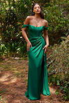 Soft Satin Retro Laced Prom Dress with Corset and Leg Slit-smcdress