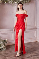 Soft Satin Retro Laced Prom Dress with Corset and Leg Slit-smcdress