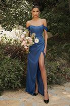 Soft Satin Retro Laced Prom Dress with Corset and Leg Slit-smcdress