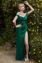 Cowl Neck Satin Gown with Corset: Luxe Prom & Bridesmaid Retro Formal Curve-smcdress