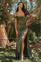 Cowl Neck Satin Gown with Corset: Luxe Prom & Bridesmaid Retro Formal Curve-smcdress