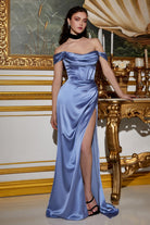 Cowl Neck Satin Gown with Corset: Luxe Prom & Bridesmaid Retro Formal Curve-smcdress
