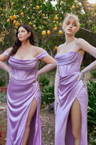 Cowl Neck Satin Gown with Corset: Luxe Prom & Bridesmaid Retro Formal Curve-smcdress