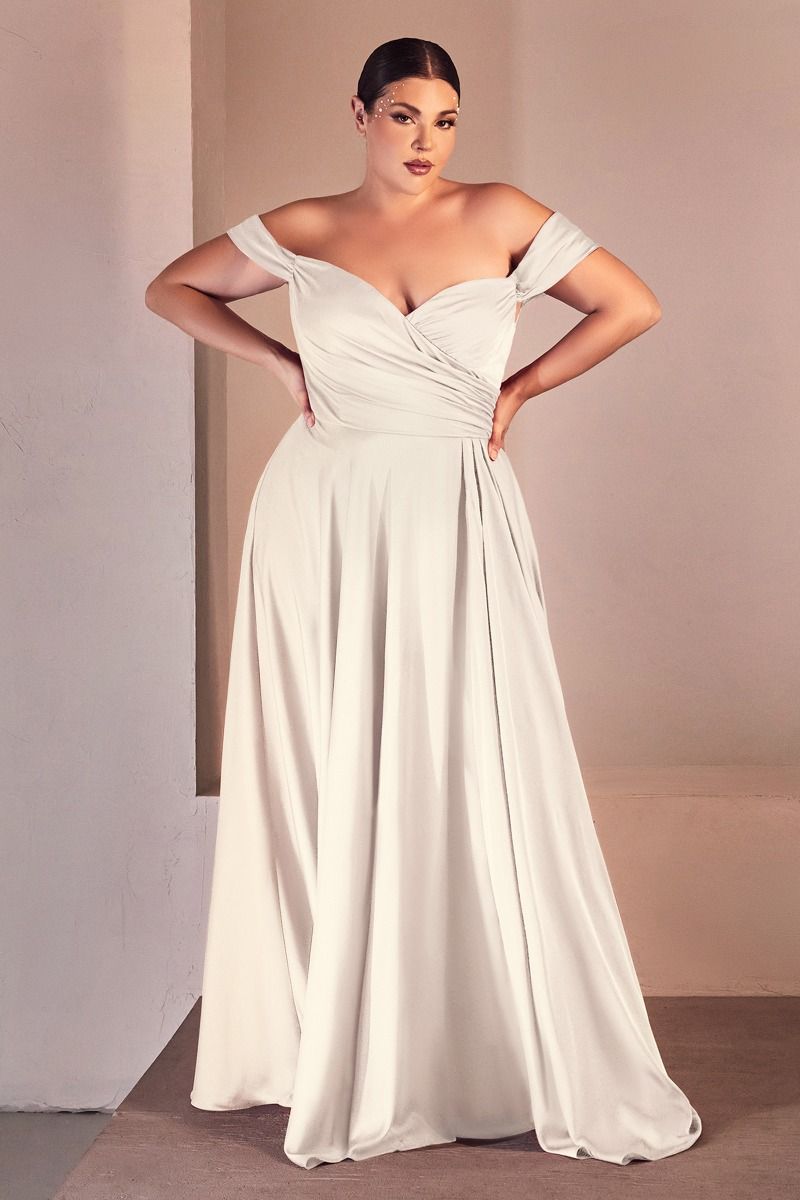 SOFT SATIN OFF THE SHOULDER BRIDAL GOWN CD7493WC-smcdress