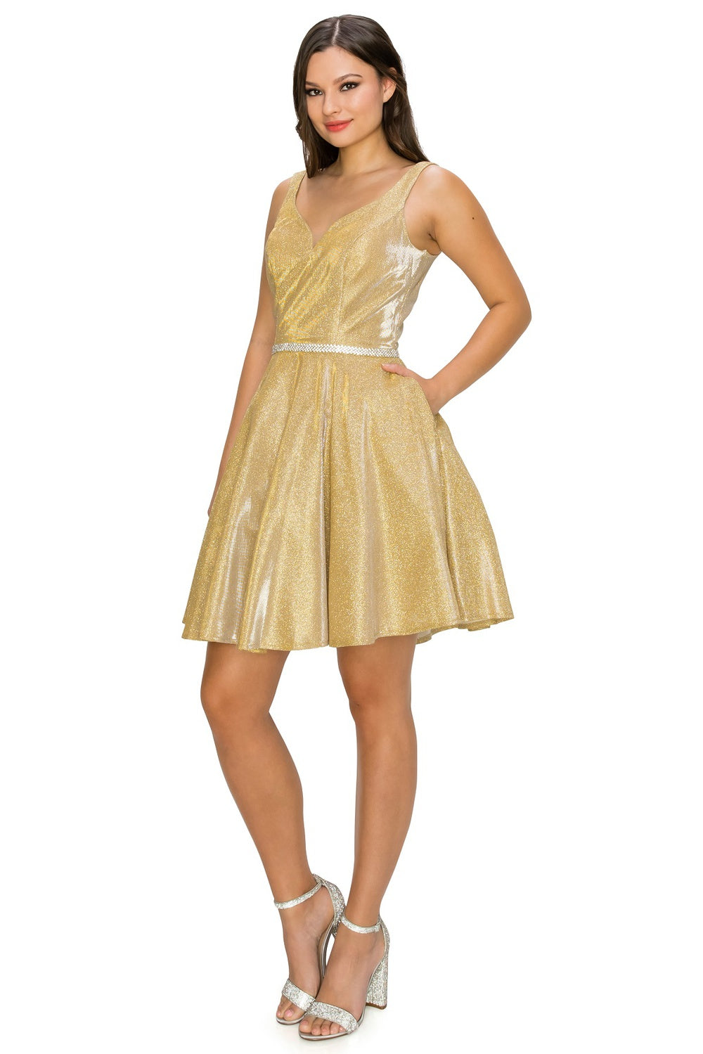 Beaded belt cocktail dress-smcdress