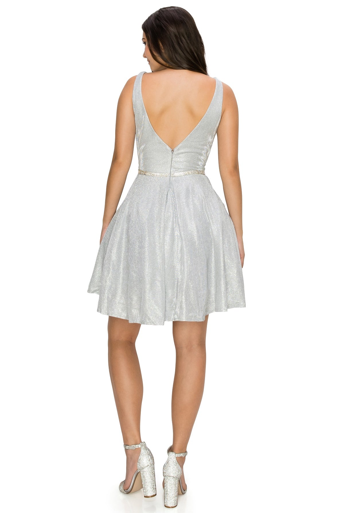 Beaded belt cocktail dress-smcdress