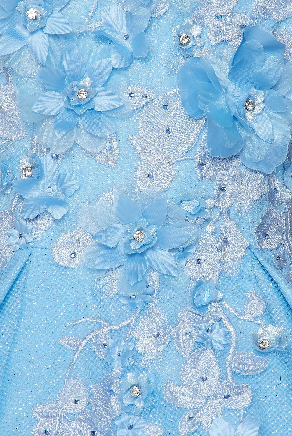 3D floral off shoulder ball gown with glitter skirt-smcdress