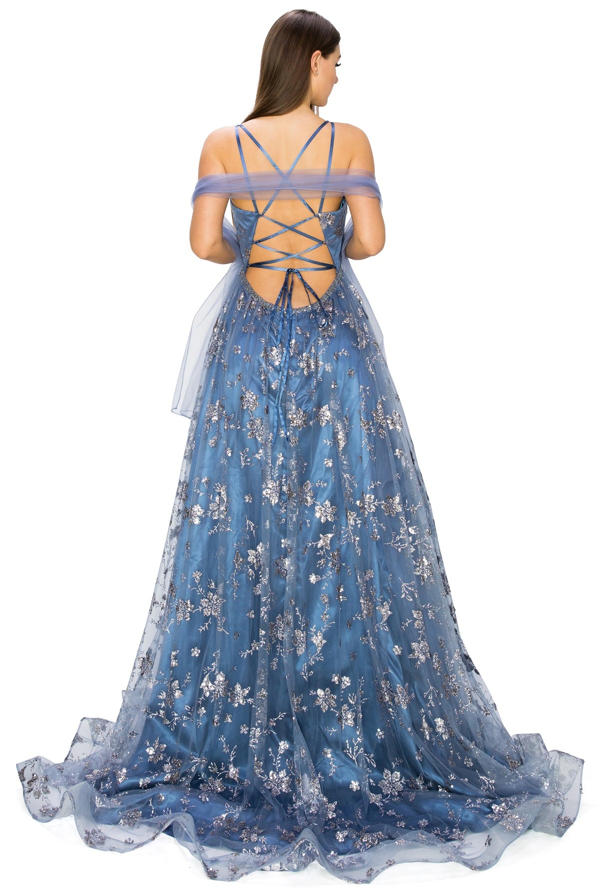 Dazzling Junior open back spaghetti glitter dress-smcdress