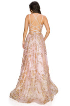 Dazzling Junior open back spaghetti glitter dress-smcdress