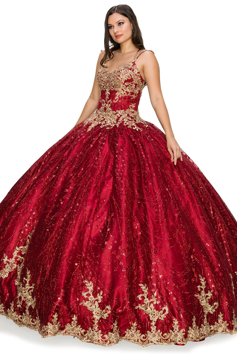 Burgundy quinceanera dress