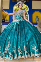 Hunter green quinceanera dress