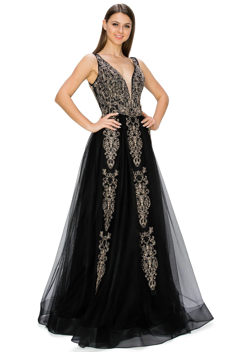 Elegant illusion tulle long dress-smcdress