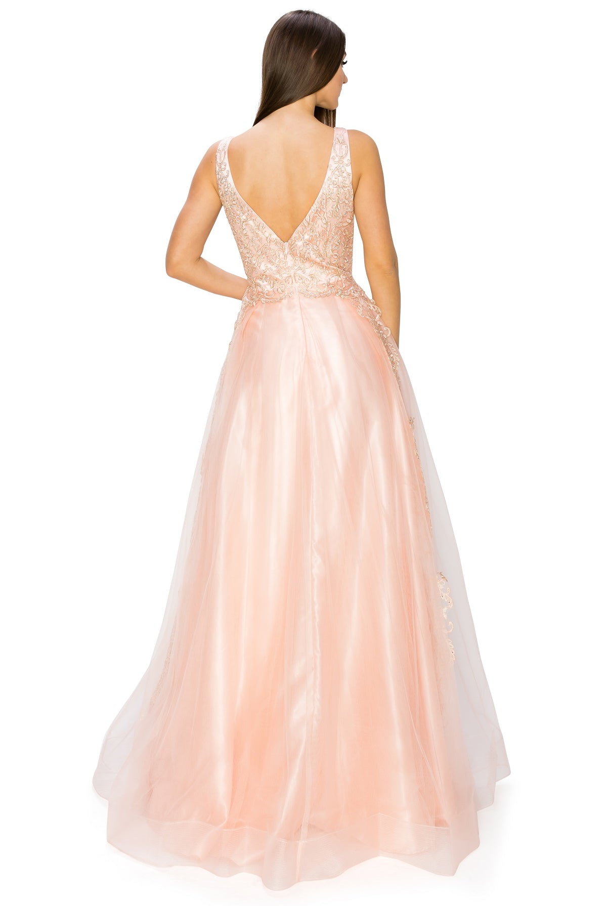 Elegant illusion tulle long dress-smcdress