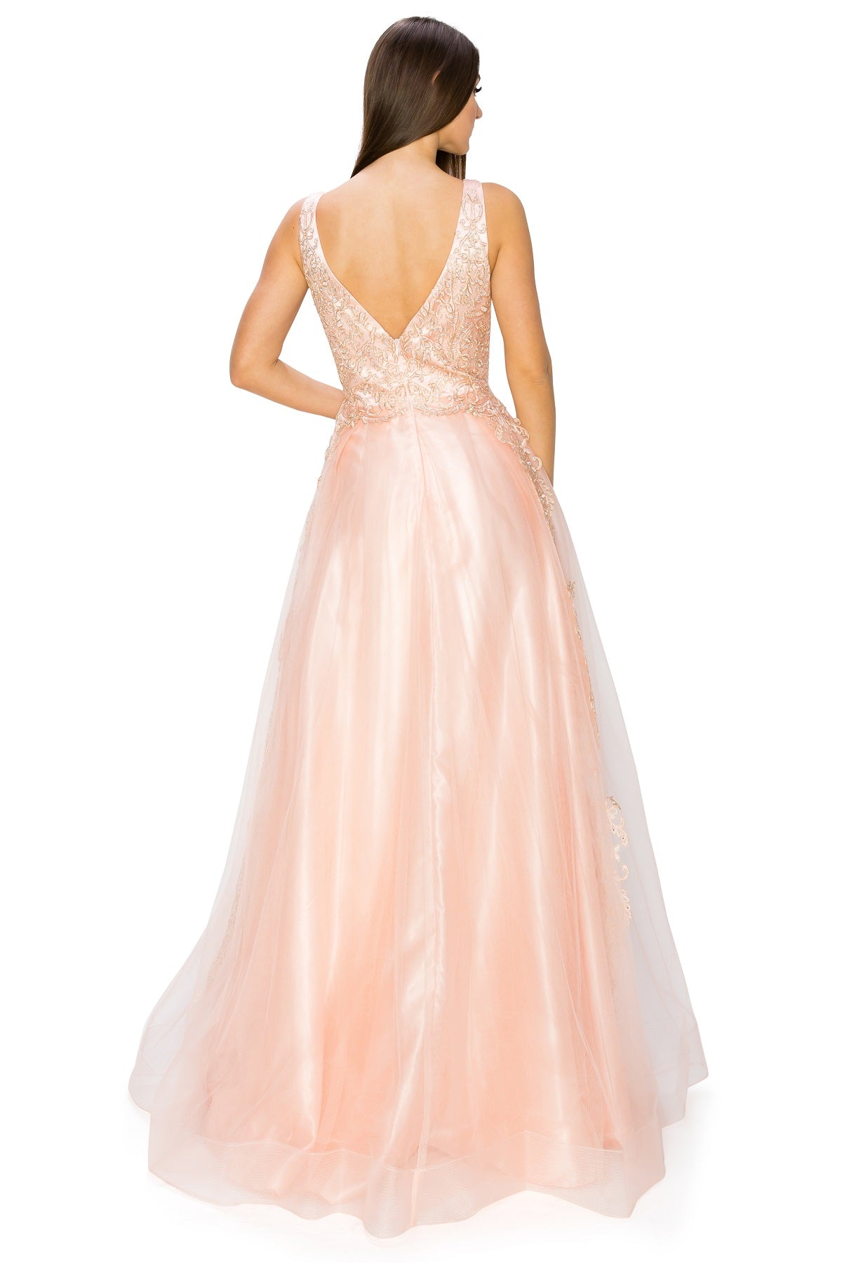 Elegant illusion tulle long dress-smcdress