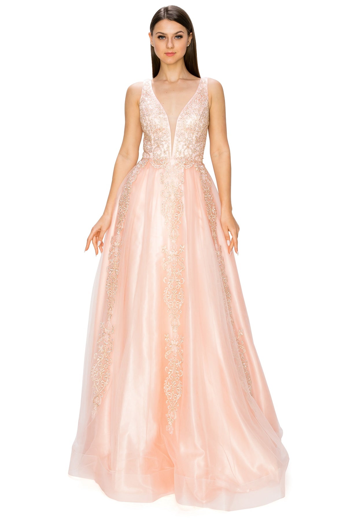 Elegant illusion tulle long dress-smcdress