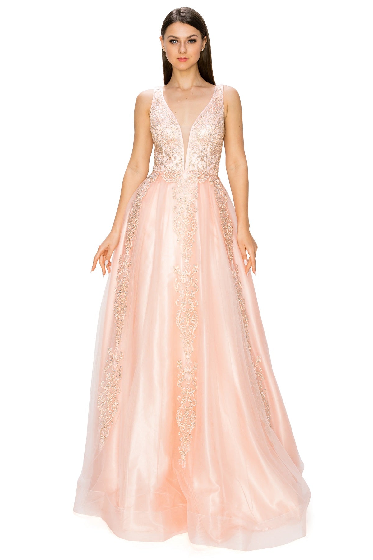 Elegant illusion tulle long dress-smcdress