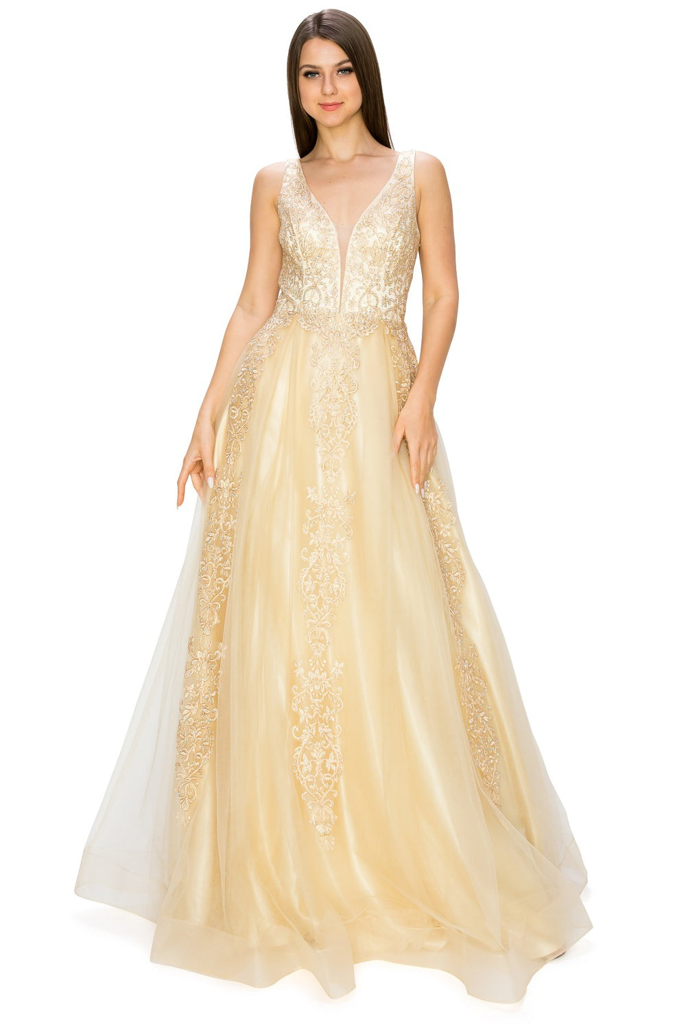 Elegant illusion tulle long dress-smcdress