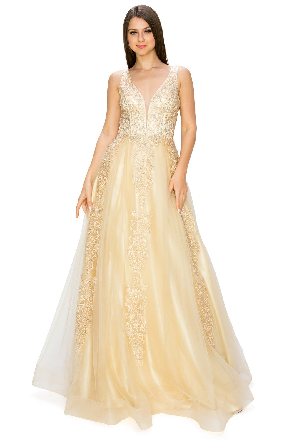 Elegant illusion tulle long dress-smcdress