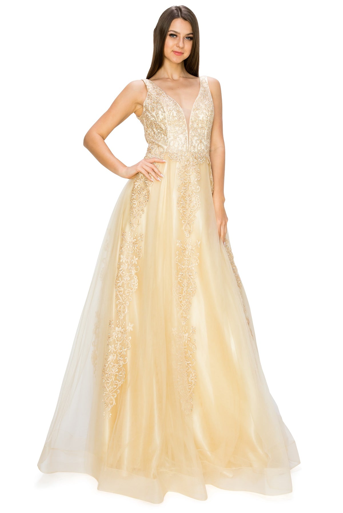 Elegant illusion tulle long dress-smcdress
