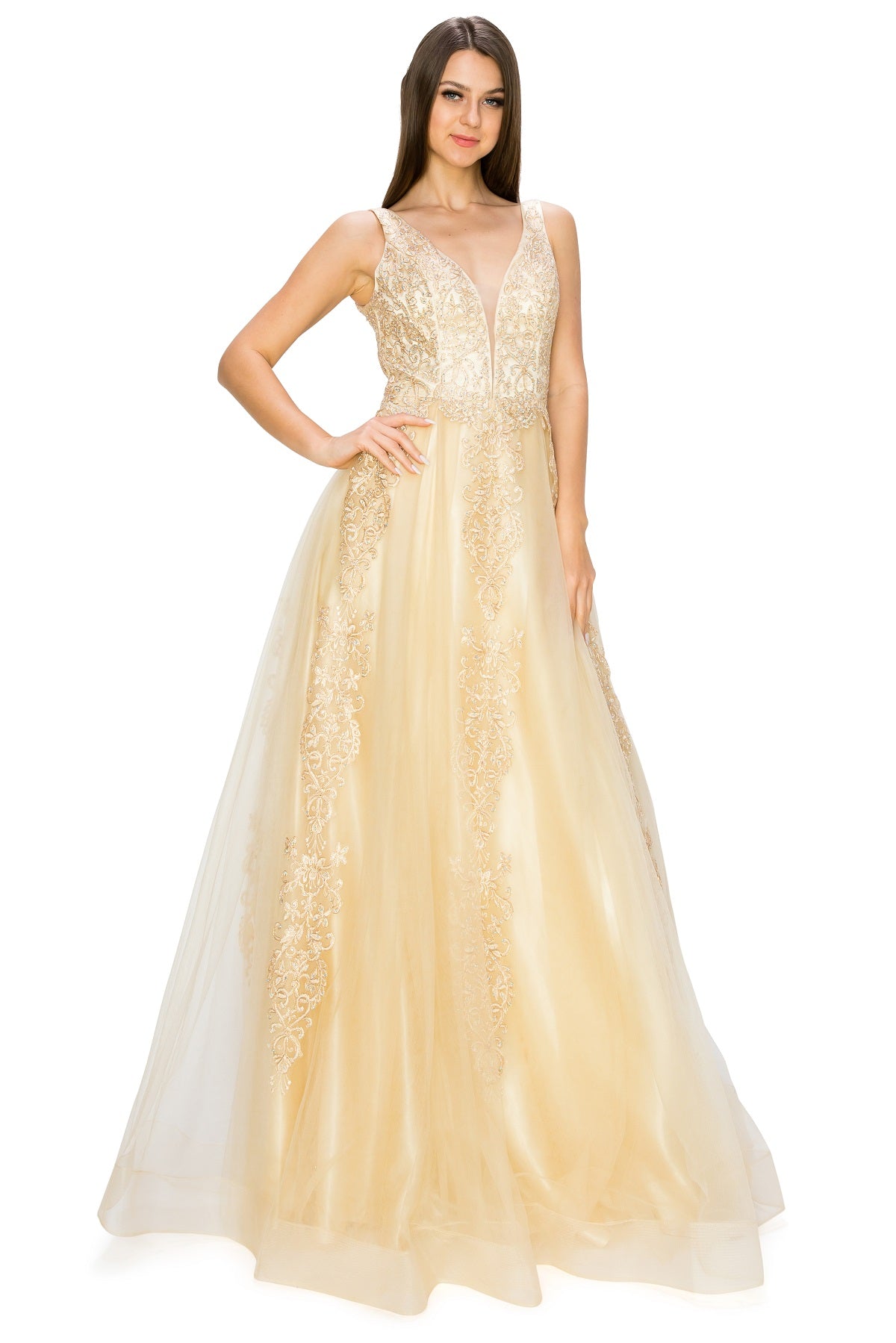 Elegant illusion tulle long dress-smcdress