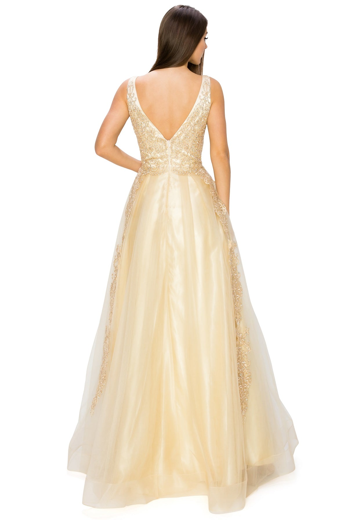 Elegant illusion tulle long dress-smcdress
