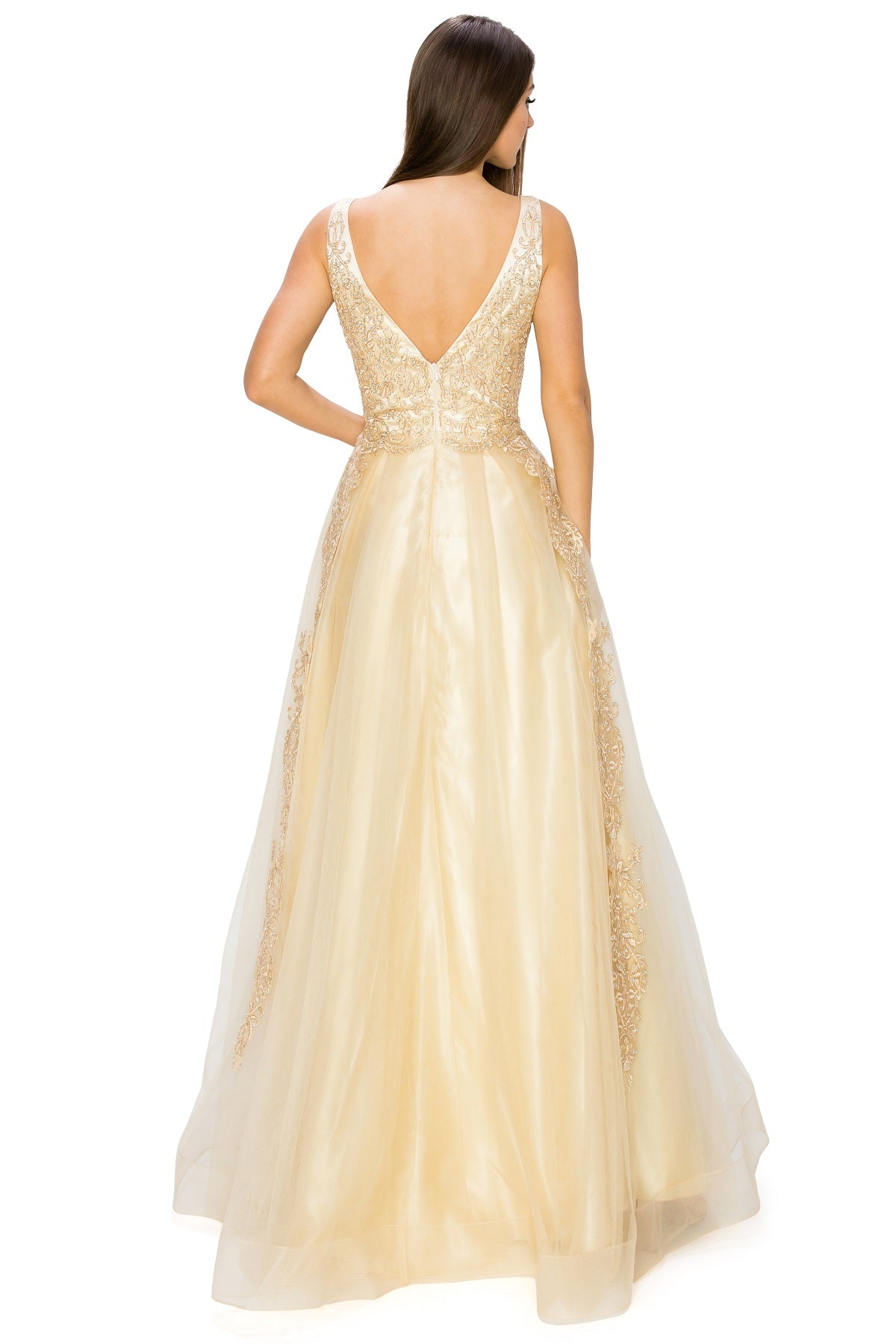 Elegant illusion tulle long dress-smcdress