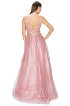 Elegant illusion tulle long dress-smcdress