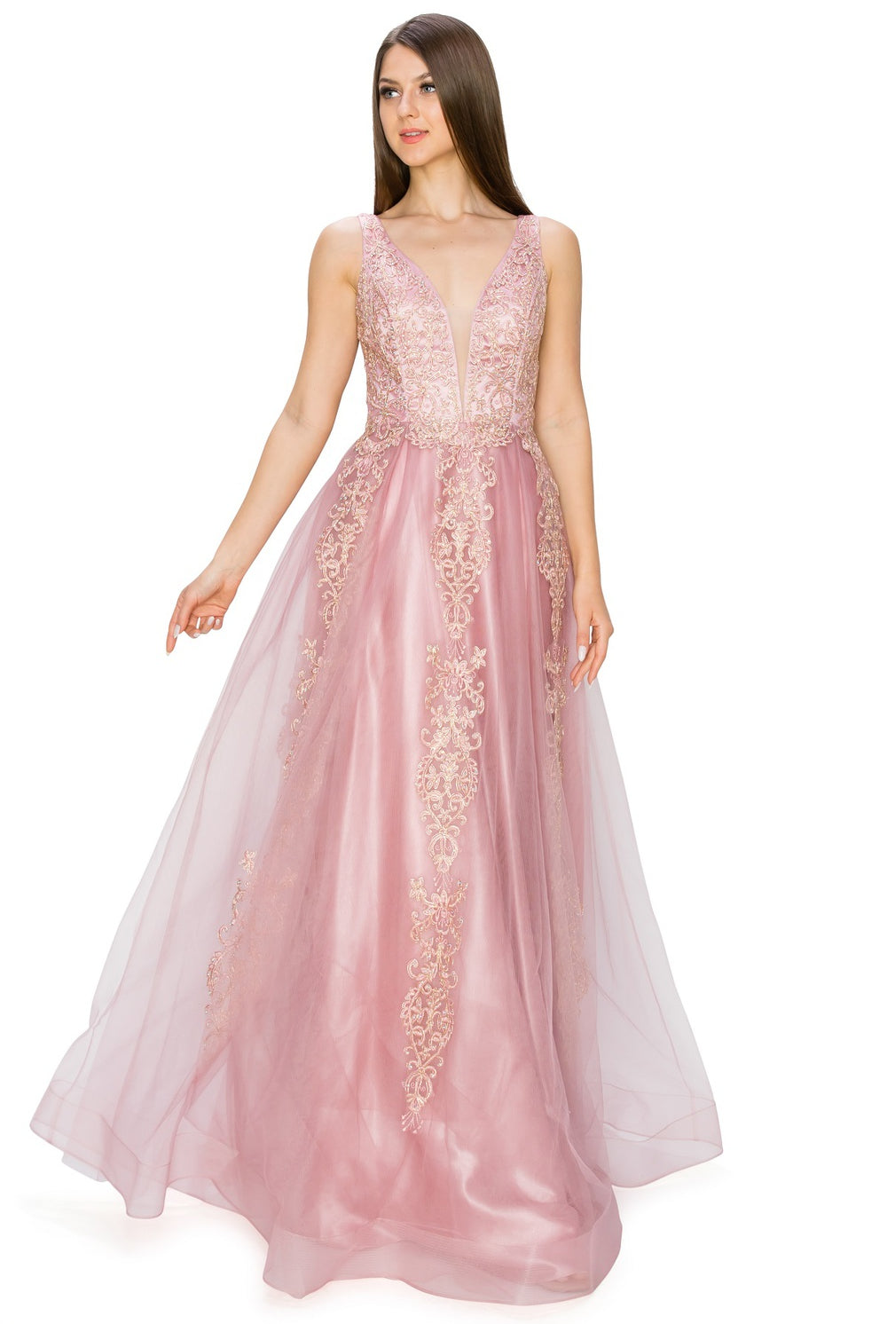 Elegant illusion tulle long dress-smcdress