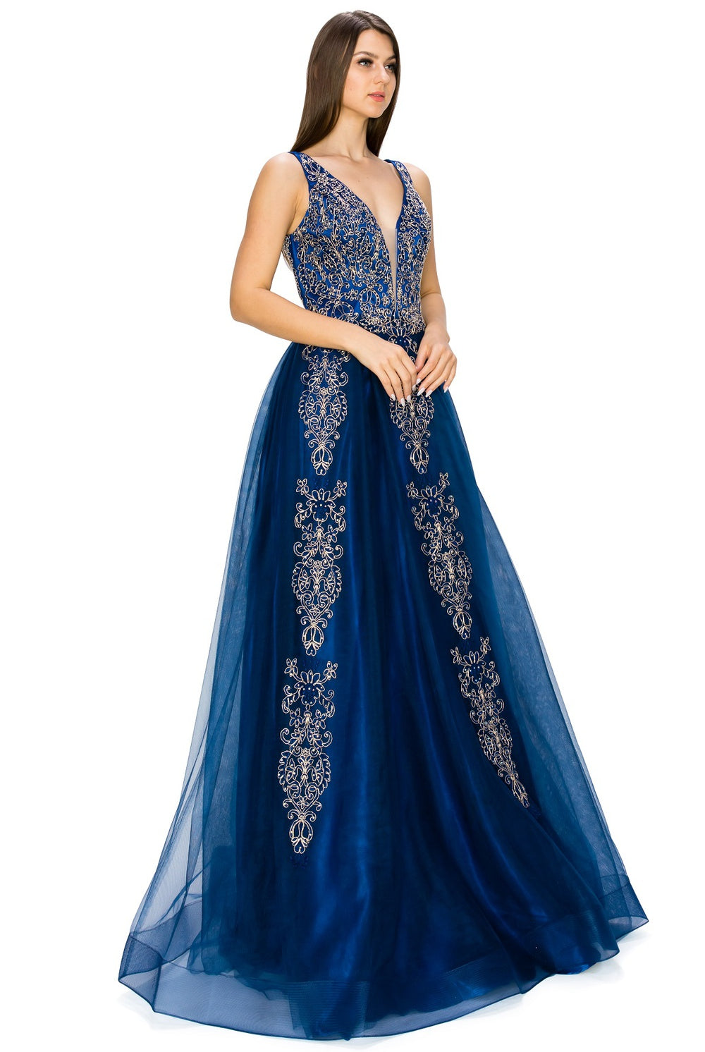 Elegant illusion tulle long dress-smcdress