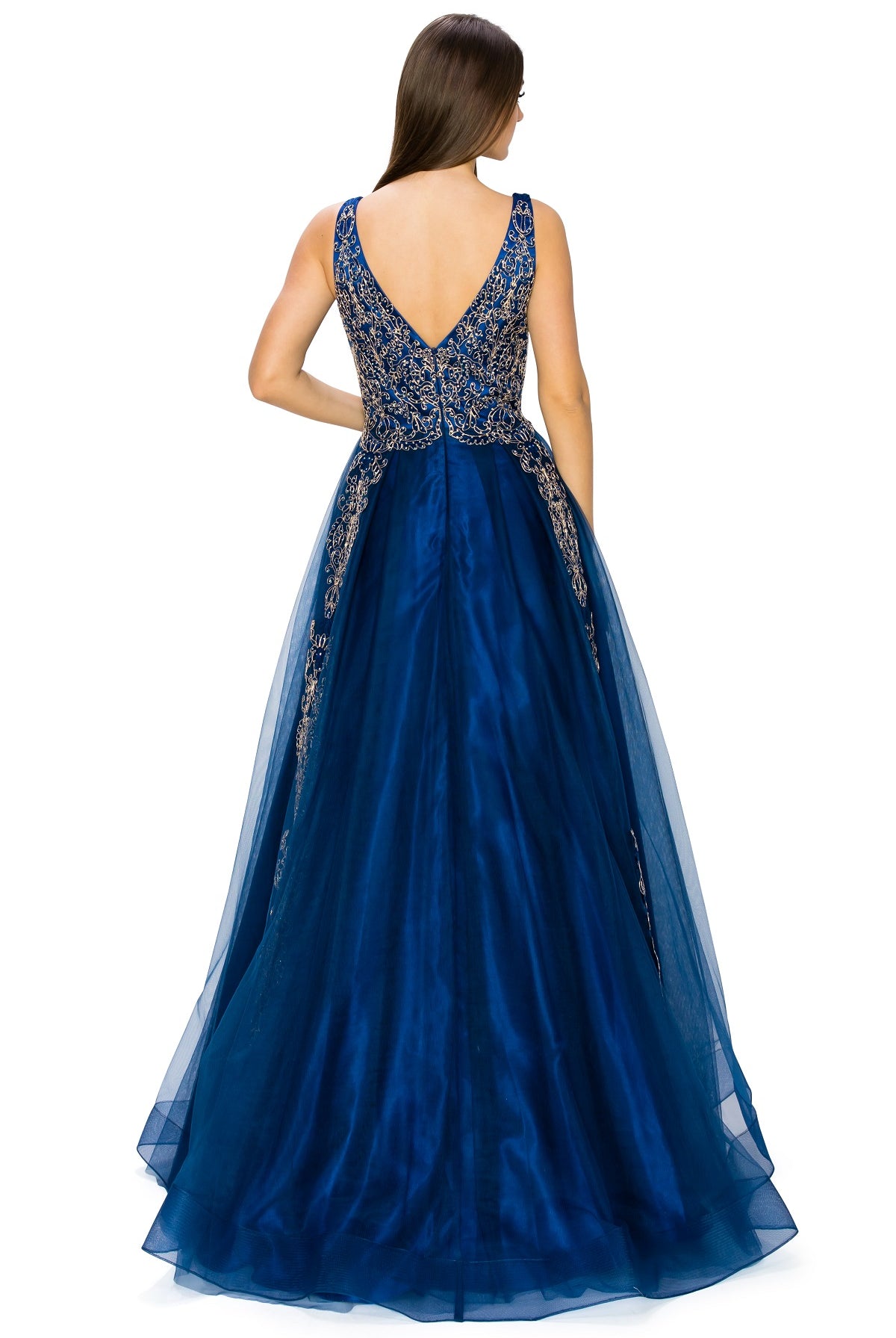 Elegant illusion tulle long dress-smcdress