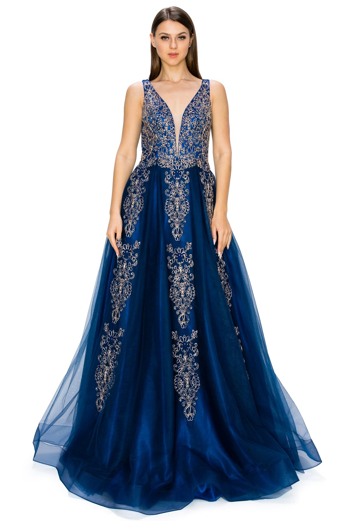 Elegant illusion tulle long dress-smcdress