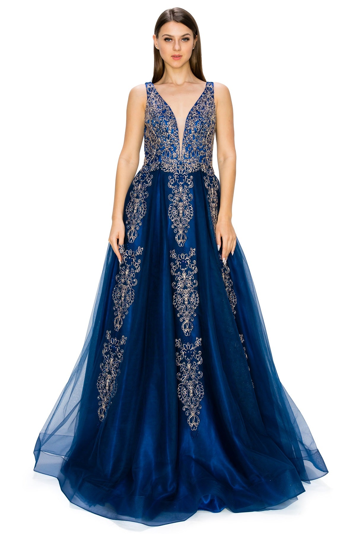 Elegant illusion tulle long dress-smcdress
