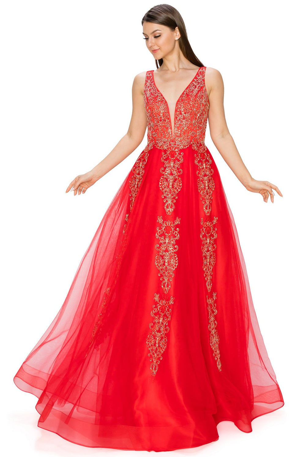 Elegant illusion tulle long dress-smcdress