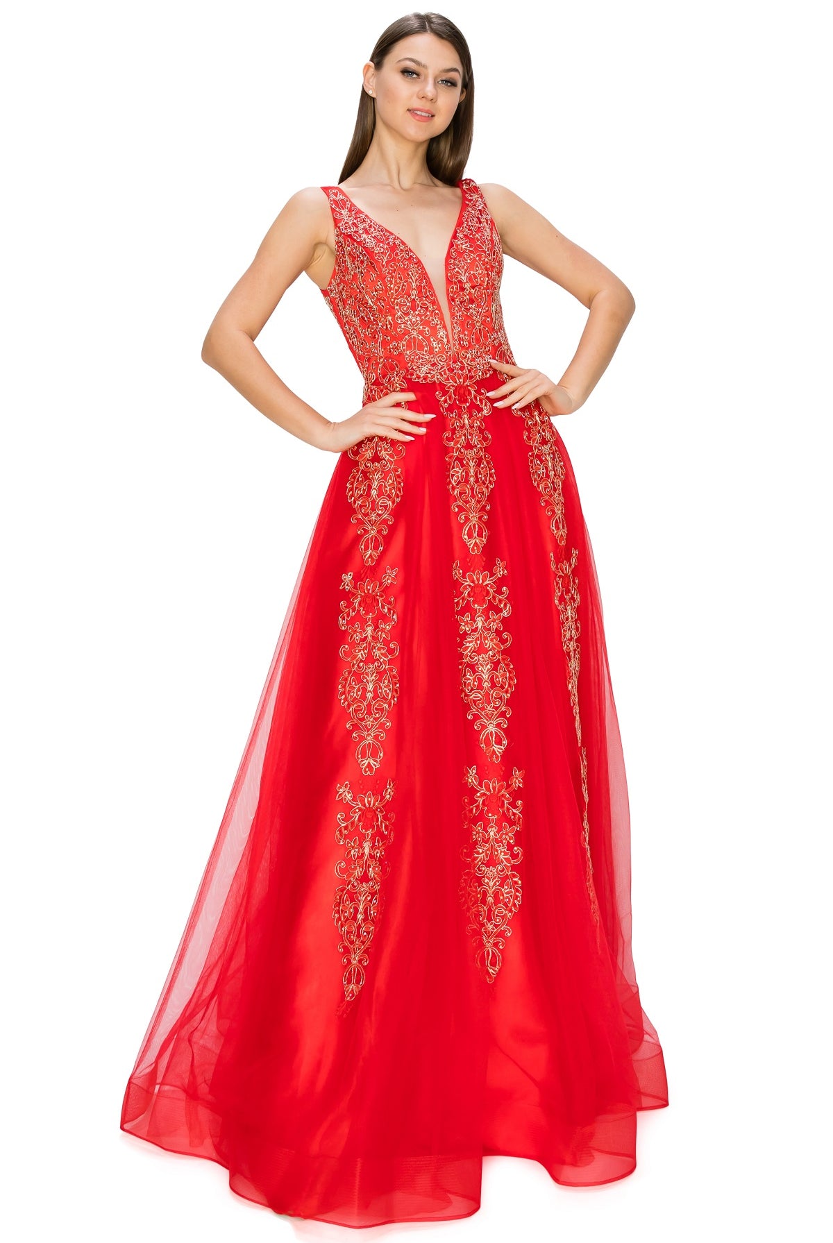 Elegant illusion tulle long dress-smcdress
