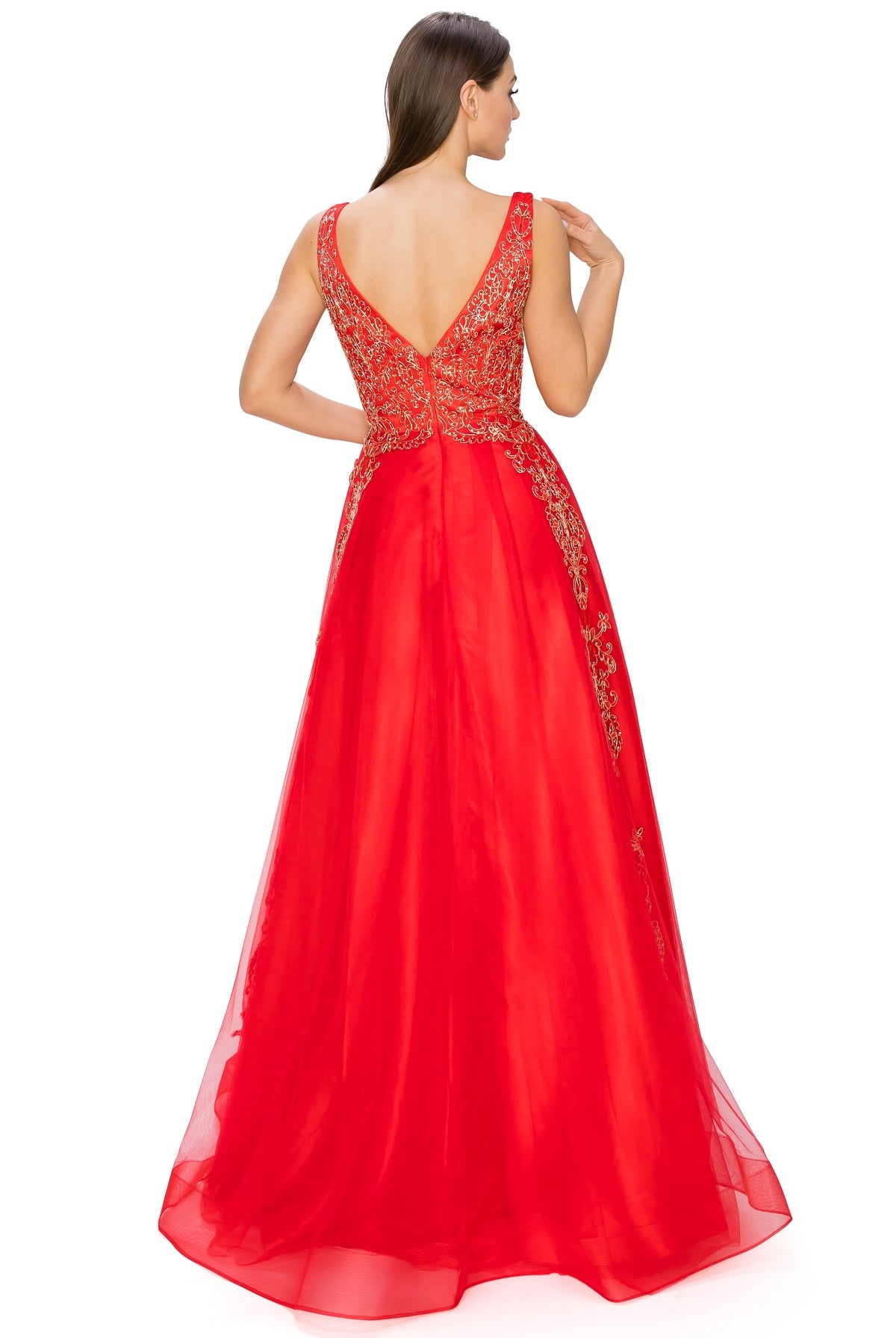 Elegant illusion tulle long dress-smcdress