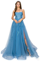 Dusty blue tulle ball gown prom dress alternative