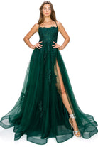 Hunter green tulle ball gown prom dress alternative