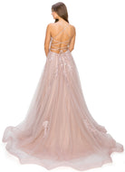 Tulle ball gown with lace and applique-smcdress