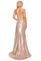 Back of blush lace up back prom dress alternative