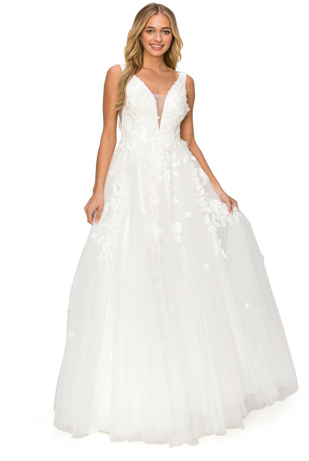 White long floral prom dress alternative