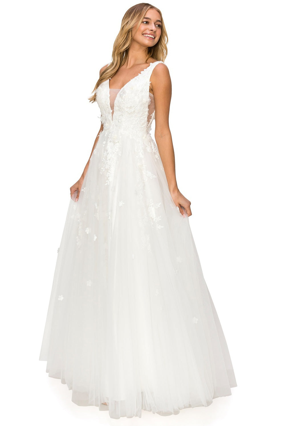 White long floral prom dress alternative